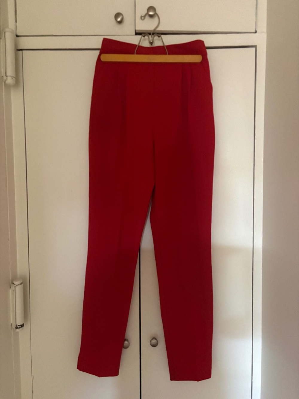 ASOS red tapered trousers